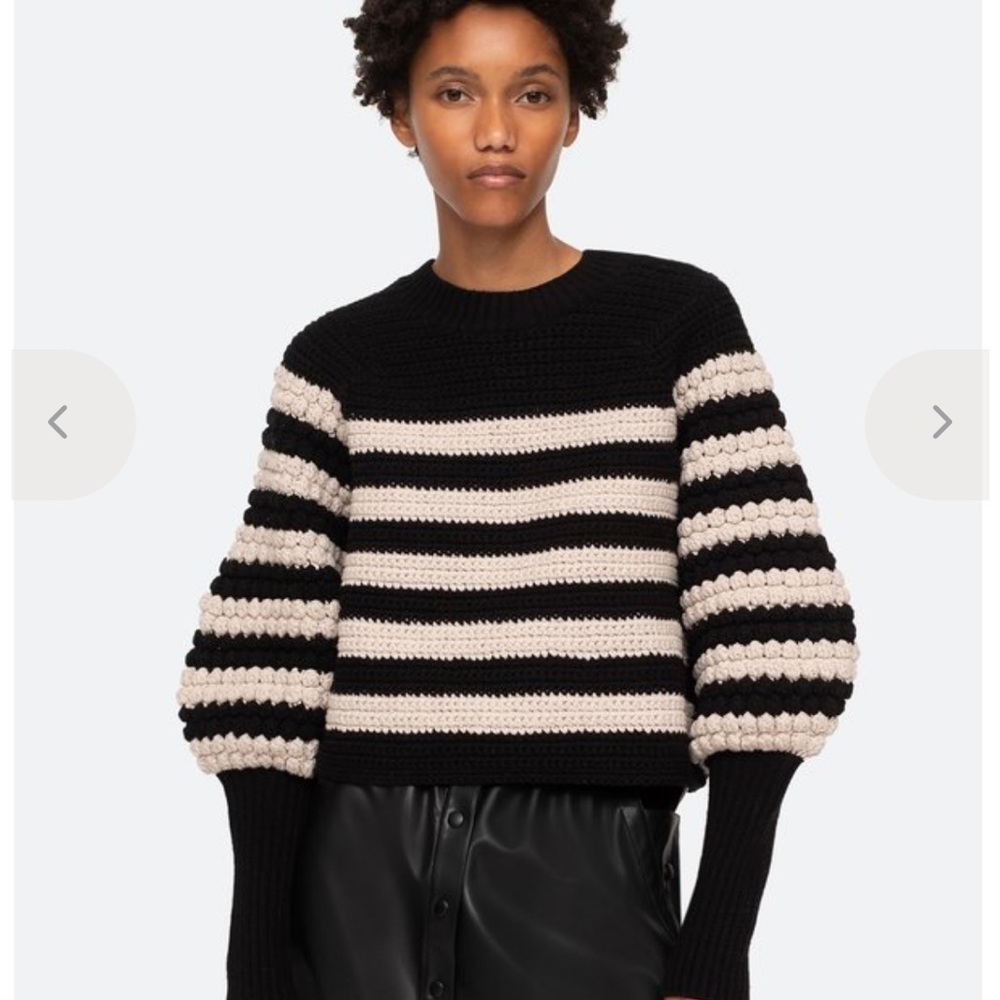 Navy and Cream Sea New York Reese Striped popcorn Sweater